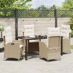 vidaXL Ensemble de salle à manger pour jardin 5 Pièces Beige polyrotin