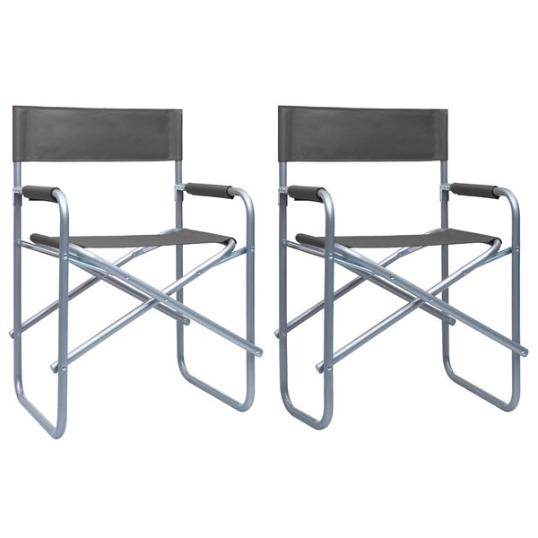 vidaXL Chaises de metteur en scène lot de 2 Acier Gris