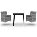 vidaXL Ensemble à manger de jardin coussins 3 Pièces Résine tressée Verre