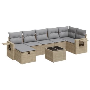 vidaXL Salon de jardin avec coussins 8 Pièces beige résine tressée