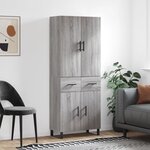 vidaXL Buffet haut Sonoma gris 69 5x34x180 cm Bois d'ingénierie