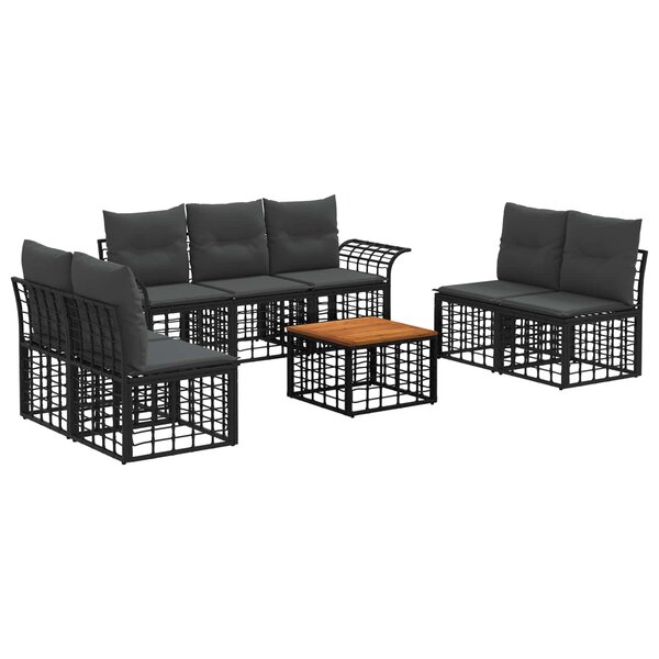 vidaXL Ensemble de canapés d'extérieur 8 pc Noir et Gris foncé