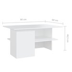 vidaXL Table basse Blanc 90x60x46 5 cm Aggloméré