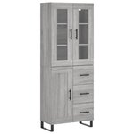 vidaXL Buffet haut Sonoma gris 69 5x34x180 cm Bois d'ingénierie