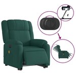 vidaXL Fauteuil inclinable de massage électrique Vert foncé Tissu
