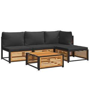 vidaXL Salon de jardin avec coussins 5 Pièces Bois d'acacia solide