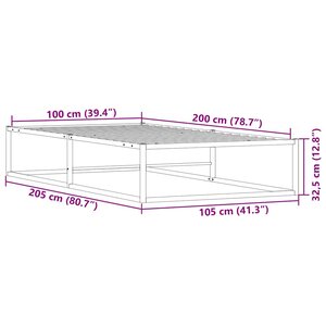vidaXL Cadre de lit sans matelas blanc 100x200 cm métal