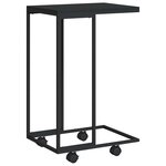 vidaXL Table d'appoint avec roues Noir 40x30x63 5 cm Bois d'ingénierie