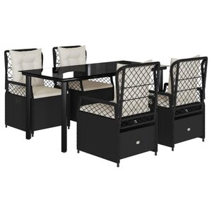 vidaXL Ensemble à manger de jardin coussins 5Pièces Noir Résine tressée