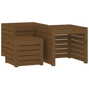vidaXL Ensemble de boîtes de jardin 3 Pièces marron miel bois pin massif