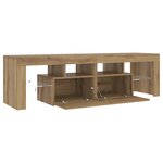 vidaXL Meuble TV avec lumières LED chêne artisanal bois d'ingénierie