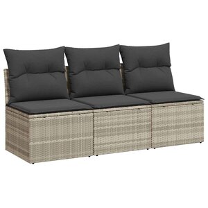 vidaXL Canapé de jardin et coussins 3 places gris clair résine tressée