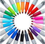 SHARPIE 24 Marqueurs permanents  pointe ogive fine 0.9mm  Colour Burst & assortiment original  sous blister