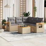 vidaXL Salon de jardin avec coussins 6 Pièces beige résine tressée