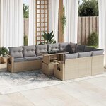 vidaXL Salon de jardin 11 Pièces avec coussins beige résine tressée