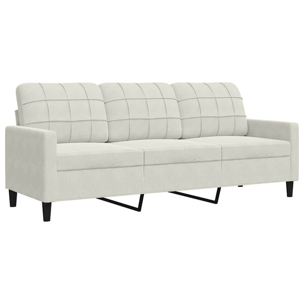 vidaXL Canapé à 3 places Crème 180 cm Velours