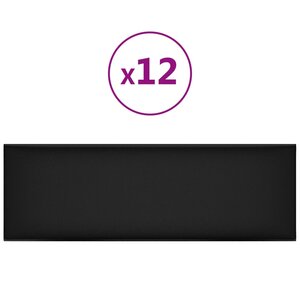 vidaXL Panneaux muraux 12 Pièces Noir 90x30 cm Similicuir 3 24 m²