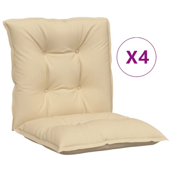 vidaXL Coussins de chaise de jardin à dossier bas lot de 4 beige