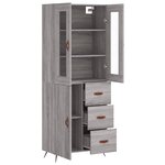 vidaXL Buffet haut Sonoma gris 69 5x34x180 cm Bois d'ingénierie
