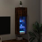 vidaXL Meuble TV avec lumières LED chêne fumé 30 5x30x90 cm