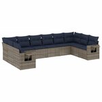 vidaXL Salon de jardin 10 Pièces avec coussins gris résine tressée