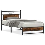 vidaXL Cadre de lit sans matelas chêne fumé 107x203 cm bois ingénierie