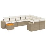 vidaXL Salon de jardin avec coussins 10 Pièces beige résine tressée