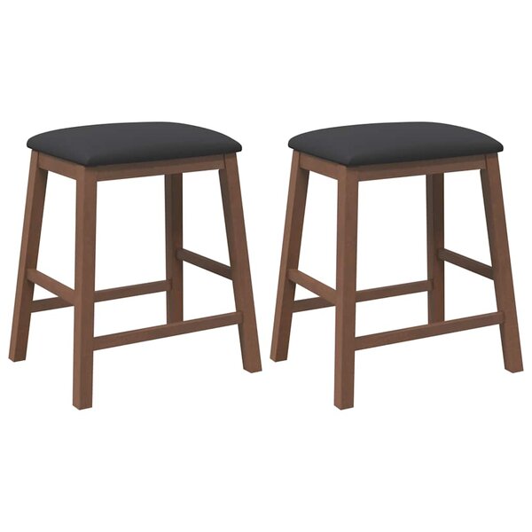 vidaXL chaises de bar avec coussins 2 Pièces marron bois massif d'hévéa