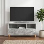 vidaXL Meuble TV Gris Béton 102 x 34 5 x 50 cm Bois d’ingénierie