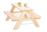 Table en bois 4 places avec bancs Nicky Naturel