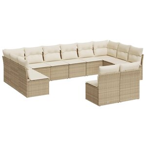 vidaXL Salon de jardin avec coussins 12 Pièces beige résine tressée