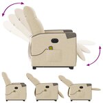 vidaXL Fauteuil inclinable de massage électrique Crème Tissu