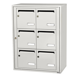 Bloc collectif leabox.com  2x3  grade 3  simple face  Intérieur  fixation murale   Blanc pur RAL 9010 finition brillante