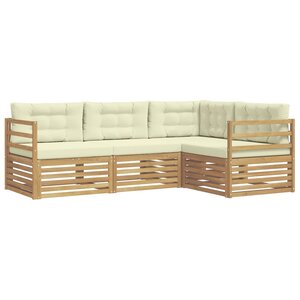 vidaXL Ensemble de canapés d'extérieur 4 pc Blanc et crème Polyester