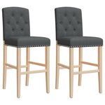 vidaXL Chaises de bar lot de 2 bois massif d'hévéa et tissu