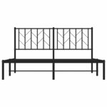 vidaXL Cadre de lit métal sans matelas avec tête de lit noir 150x200cm