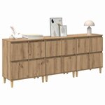 vidaXL Buffets 3 Pièces Chêne artisanal 60 x 35 x 70 cm Bois d'ingénierie