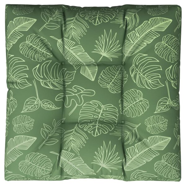vidaXL Coussin de palette motif de feuilles 70x70x12 cm tissu