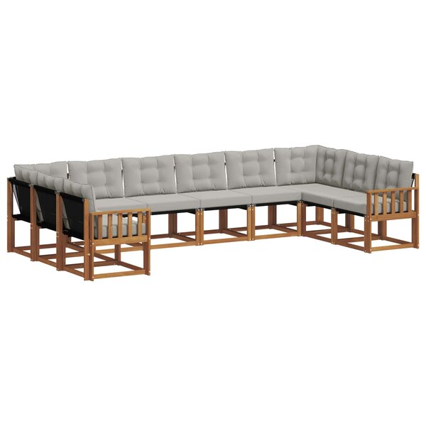 vidaXL Ensemble de canapés d'extérieur 10 Pièces Gris Naturel et Clair