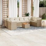 vidaXL Salon de jardin 11 Pièces avec coussins beige résine tressée