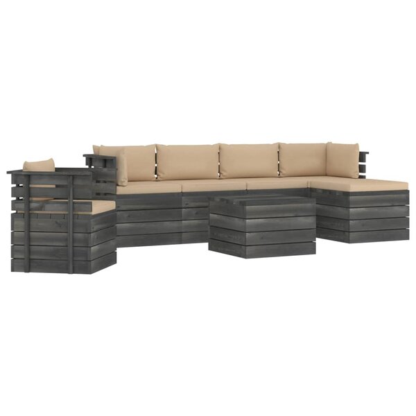 vidaXL Salon palette de jardin 7 Pièces avec coussins Bois de pin massif
