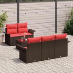 vidaXL Ensemble de canapé de jardin 6 Pièces Marron polyrotin