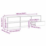 vidaXL Meuble TV avec des lumières à LED avec tiroir avec stockage Marron 180 x 34 x 50 cm