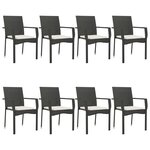 vidaXL Ensemble à manger jardin 9Pièces et coussins noir résine tressée