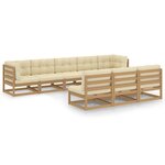 vidaXL Salon de jardin 8 Pièces avec coussins Marron miel Bois de pin