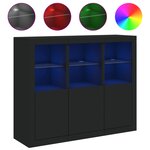 vidaXL Buffets avec lumières LED 3 Pièces noir bois d'ingénierie