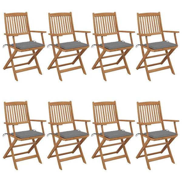 vidaXL Chaises pliables de jardin lot de 8 avec coussins Bois d'acacia
