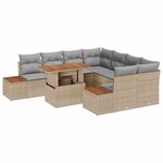 vidaXL Ensemble de canapé de jardin 9 Pièces Beige Poly rotin