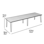 ALLIBERT JARDIN Table Lima 320 8-10 personnes avec allonge - Design contemporain - Blanc