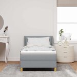 vidaXL Lit à Ressorts avec matelas Gris clair 100 x 200 cm tissu